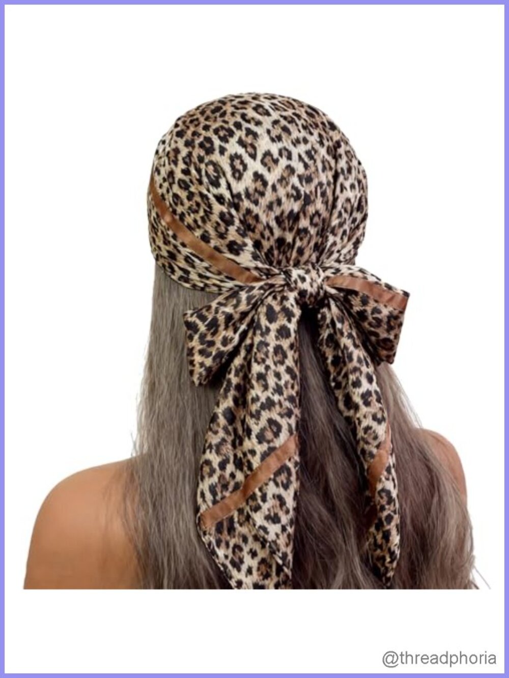 Leopard Print Satin Head Scarf 35x35 Lightweight Hair Wrap